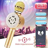 Дитячий мікрофон з функцією караоке USB, microSD, AUX, Bluetooth Wster WS-669 Золотий, Бездротовий мікрофон, фото 5