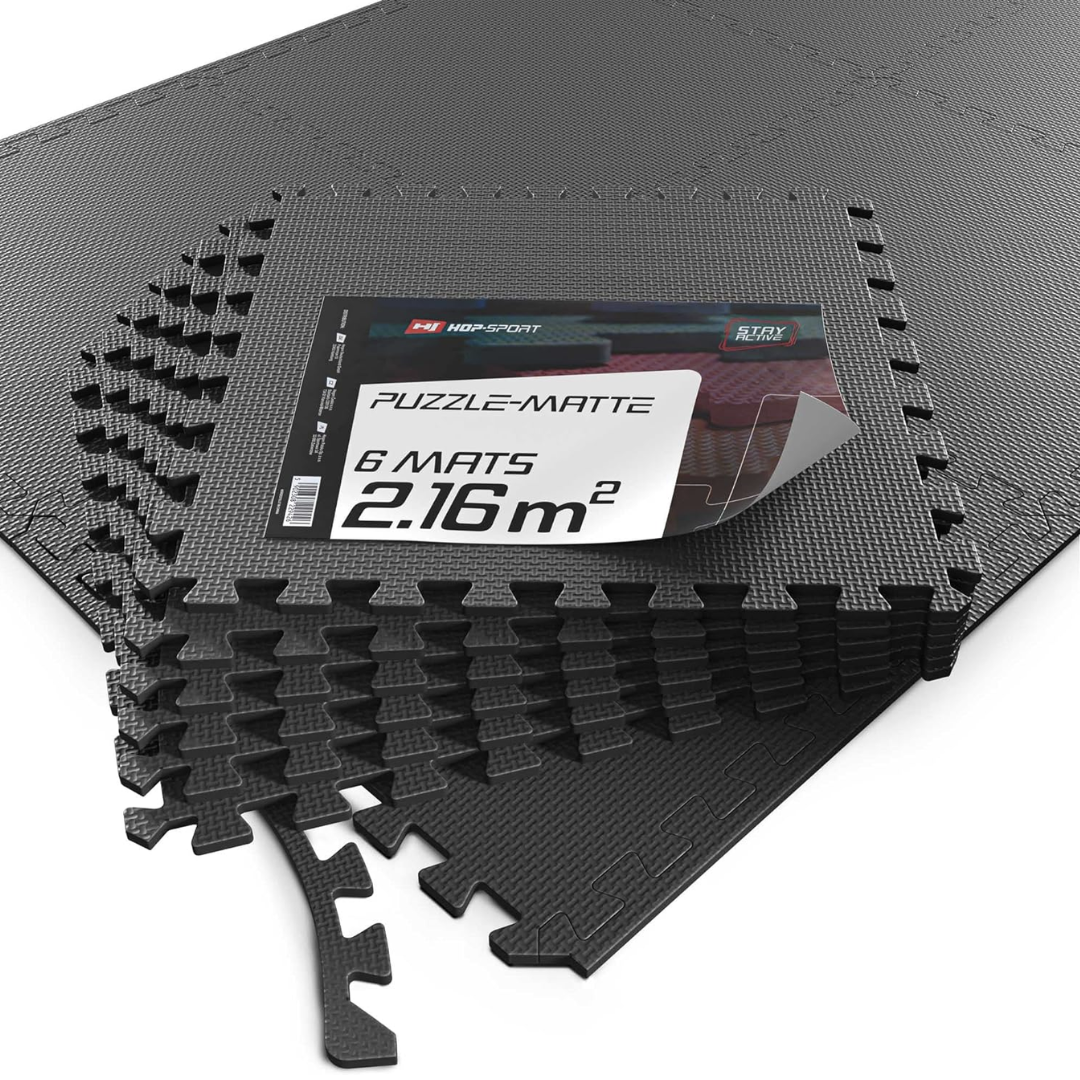 Мат-пазл Hop-Sport EVA 1см HS-A010PM - 6 частин чорний, фото 1