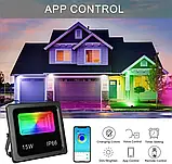 SMART LED прожектор 15W IP66 RGB bluetooth з додатком, Ліхтар на вулицю, Вуличний світильник, фото 4