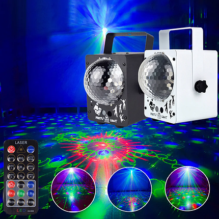 RGB проектор з музичною установкою, диско кулею і світломузикою (білий і чорний корпус), фото 1