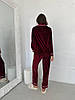 Жіноча піжама тепла Victoria's Secret сорочка і штани (Вікторія Сікрет) оксамит бордова, фото 6