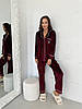 Жіноча піжама тепла Victoria's Secret сорочка і штани (Вікторія Сікрет) оксамит бордова, фото 7