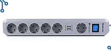 Мережевий фільтр з USB на 6 розеток, Подовжувач електричний 2 м, Переноска електрична, фото 5