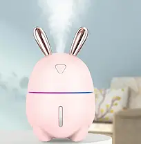 Міні зволожувач-нічник Rabbit РОЖЕВИЙ, Зволожувач повітря-лампа, Дифузор для дому, Дифузор для дому, фото 3