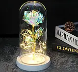 Троянда в колбі з підсвічуванням Forever Rose, Світлодіодні миготливі квіти в склі, Стабілізована троянда, фото 3