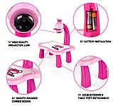 Стіл для малювання дітей РОЖЕВИЙ зі світлодіодним підсвічуванням, Комплект для малювання, фото 6