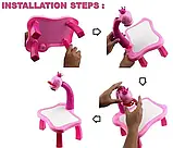 Стіл для малювання дітей РОЖЕВИЙ зі світлодіодним підсвічуванням, Комплект для малювання, фото 7