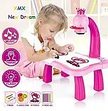 Стіл для малювання дітей РОЖЕВИЙ зі світлодіодним підсвічуванням, Комплект для малювання, фото 8