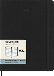 Щомісячник Moleskine 2024 великий 19х25 см чорний м'яка обкладинка (8056598856866)