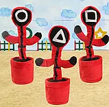 Танцюючий кактус "Гра в кальмара" коло, Іграшка кактус-повторюшка, Інтерактивна м'яка іграшка, фото 7