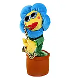 Електрична танцююча співоча квітка-саксофоніст Синій, Музична дитяча іграшка, що танцює, Музична дитяча іграшка, фото 2