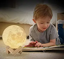 Настільний світильник Magic 3D Moon Light 18 см, 3d світильник місяць, Лампа нічник, 3d світильник місяць, фото 4