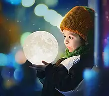 Настільний світильник Magic 3D Moon Light 18 см, 3d світильник місяць, Лампа нічник, 3d світильник місяць, фото 6