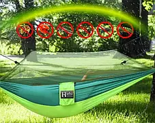 Туристичний гамак із москітною сіткою Hammock Net Green, Підвісний гамак, фото 3