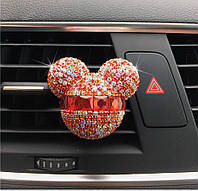 Многоразовый ароматизатор женский в машину на решетку диамантовый мишка, Красный