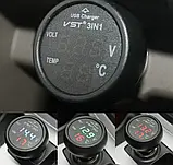 Годинник автомобільний в прикурювач VST 706-1 (червоний), термометр-вольтметр, Годинники в авто, фото 3