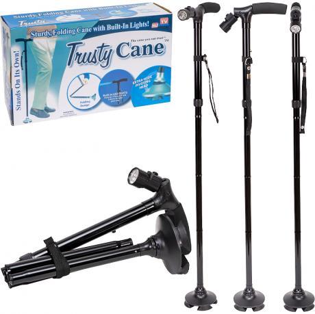 Складна тростина для ходьби з ліхтариком, нековзна, телескопічна KNZ