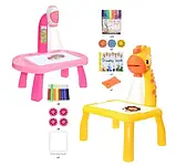 Дитячий стіл проектор для малювання зі світлодіодним підсвічуванням Жовтий, Комплект для малювання, фото 3