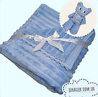 Детское одеяло плюшевое 80*120 Детский плед для новорожденных в коляску одеяло Голубое