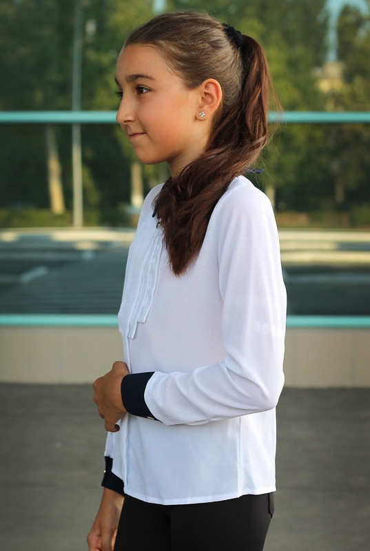 Блузка школьная белая с манжетами для девочки - фото 2 - id-p2024267015