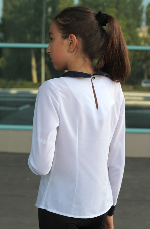 Блузка школьная белая с манжетами для девочки - фото 3 - id-p2024267015