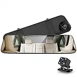 DVR C11 metal дзеркало з двома камерами, Реєстратор в машину, Автореєстратор, фото 4