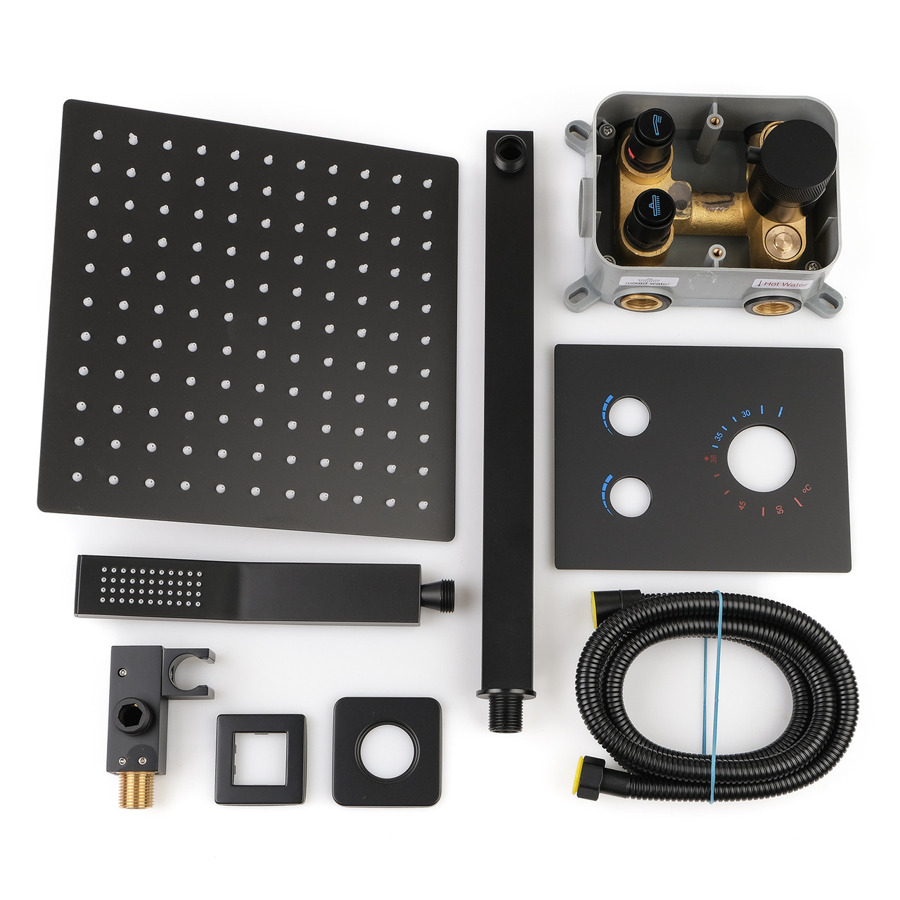 Душова система для прихованого монтажу BSKT-07 у матовому чорному кольорі.
