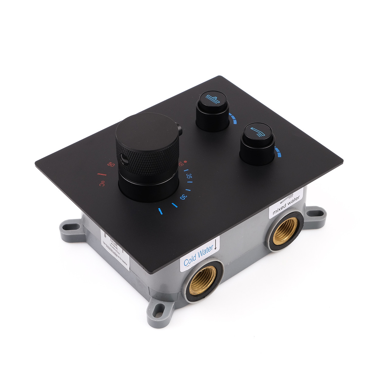 Термостатичний змішувач прихованого монтажу для душової системи BSKT-07 з кнопковим перемикачем на 2 положення.