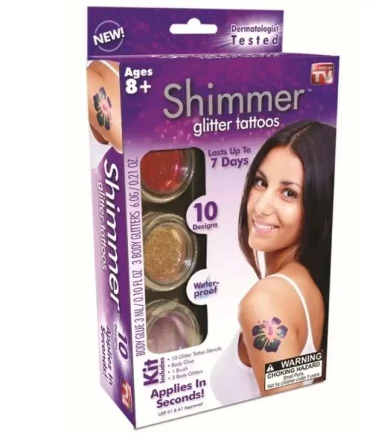 Набор для временного глиттер-тату Shimmer Glitter Tattoo | Временные тату для детей - фото 4 - id-p1376520948