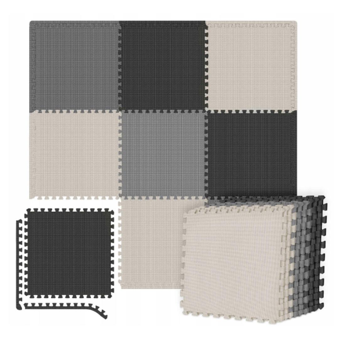 Мат-пазл Hop-Sport EVA 1см HS-A010PM - 9 частин чорний/білий/сірий, фото 1