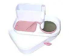 Косметик бокс Cosmetic rack with mirror White, Органайзер для косметики, фото 3