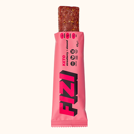 Протеїнові батончики Fizi KETO 45 g Strawberry-Almond, фото 2