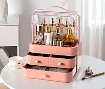 Органайзер для косметики 4 секції (рожевий) YM206-1 Three Drawers, Косметичний органайзер, фото 5