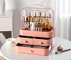 Органайзер для косметики 4 секції великий (рожевий) YM206-2 Three Drawers, Косметичний органайзер, фото 3