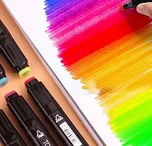 Скетч маркери 60 штук у тканинному футлярі, Двосторонні маркери на спиртовій основі, Набір маркерів, фото 2