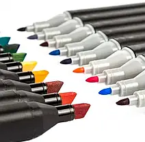 Скетч маркери 60 штук у тканинному футлярі, Двосторонні маркери на спиртовій основі, Набір маркерів, фото 3