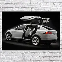 Плакат "Тесла Модель Х, Tesla Model X", 40×60см