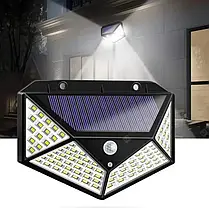 Ліхтар прожектор на сонячній батареї з датчиком руху Solar Wall Lamp SH-100 Чорний, фото 5