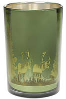 Підсвічник скляний "Таємничий ліс" 12х18см, зелений TOS