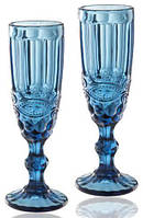 Набор 6 бокалов для шампанского Elodia Винтаж 180мл, кобальтовое стекло TOS