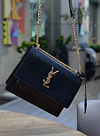 Черная классическая женская сумочка овсен лоран YSL black YSL Эко кожа DBUY Чорна класична жіноча сумочка