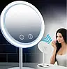 Дзеркало з LED підсвічуванням і вентилятором кругле LED FAN MIRROR, Настільне дзеркало для макіяжу, фото 7