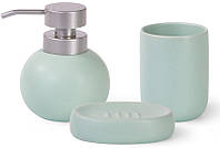 Набор аксессуаров Fissman Aquamarine для ванной комнаты: дозатор, мыльница и стакан TOS