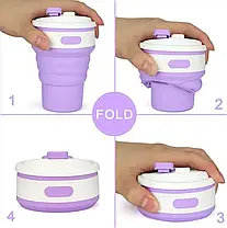 Складна силіконова чашка з кришкою Collapsible, Термокружка, Склянка складна, Склянка складна, фото 3