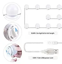 LED лампочки 10 шт. для гримерного дзеркала Vanity Mirror Lights (3 режими), Підсвічування на дзеркало для макіяжу, фото 5