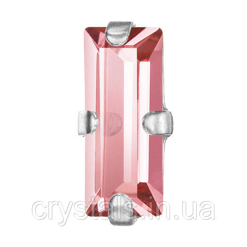 Багети Maxima в цапах Preciosa (Чехія) 7x3 мм Indian Pink/срібло, фото 1