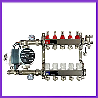 Коллектор EP для теплого пола из нержавеющей стали в сборе с насосом на 5 контуров