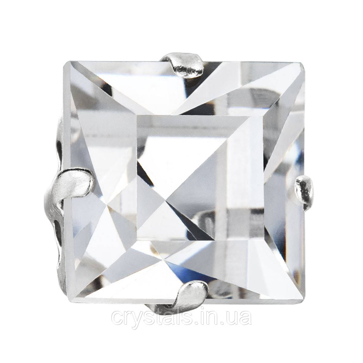 Квадрати в сапах Preciosa (Чехія) 10х10 мм Crystal/срібло