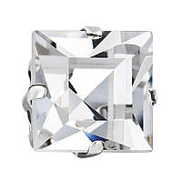 Квадрати в сапах Preciosa (Чехія) 6х6 мм Crystal/срібло