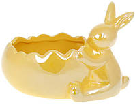 Мини-кашпо "Кролик возле яйца" 19х12х13см, желтый перламутр TOS